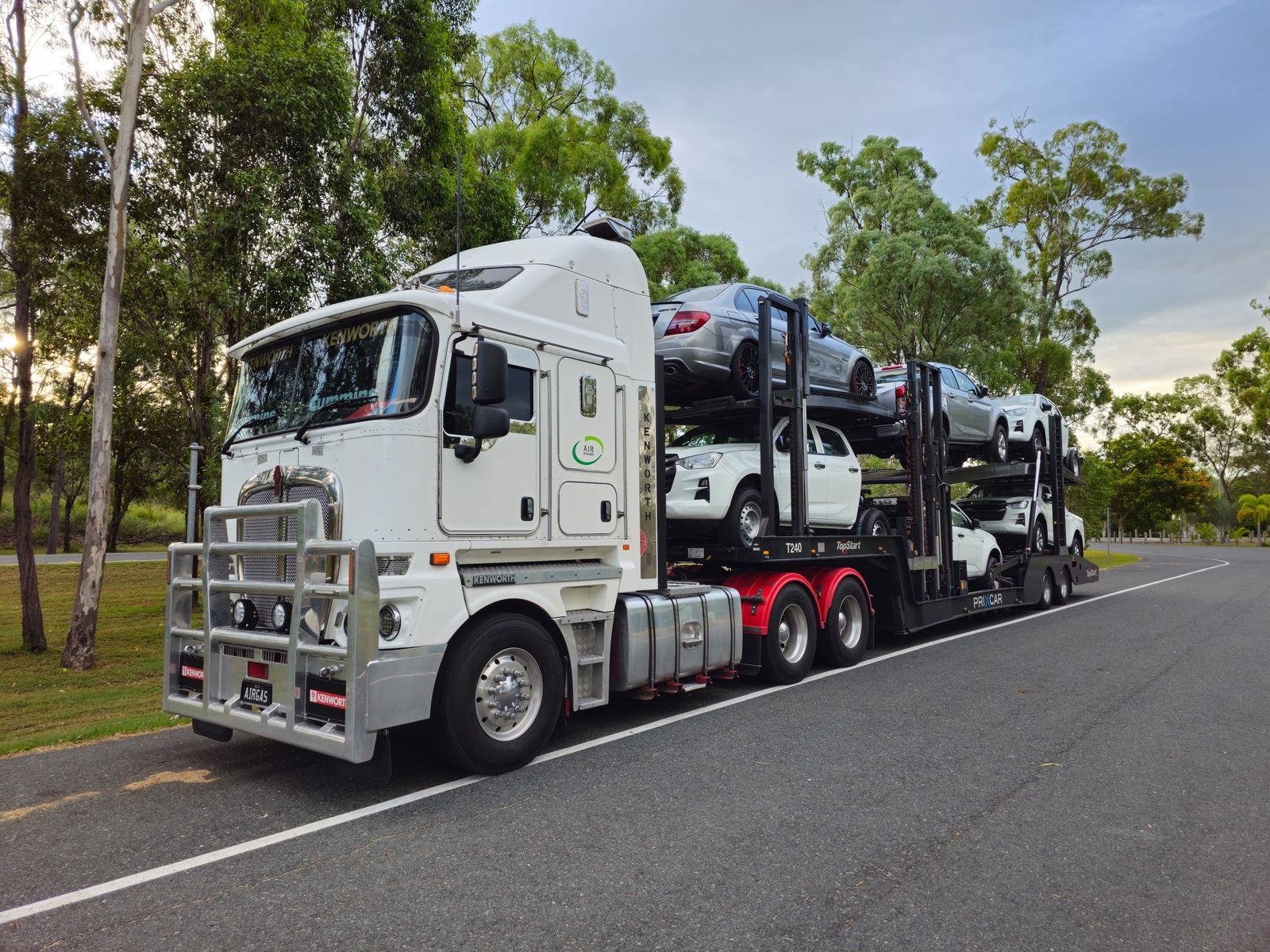 Vehicle carrier transporting cars across the United States